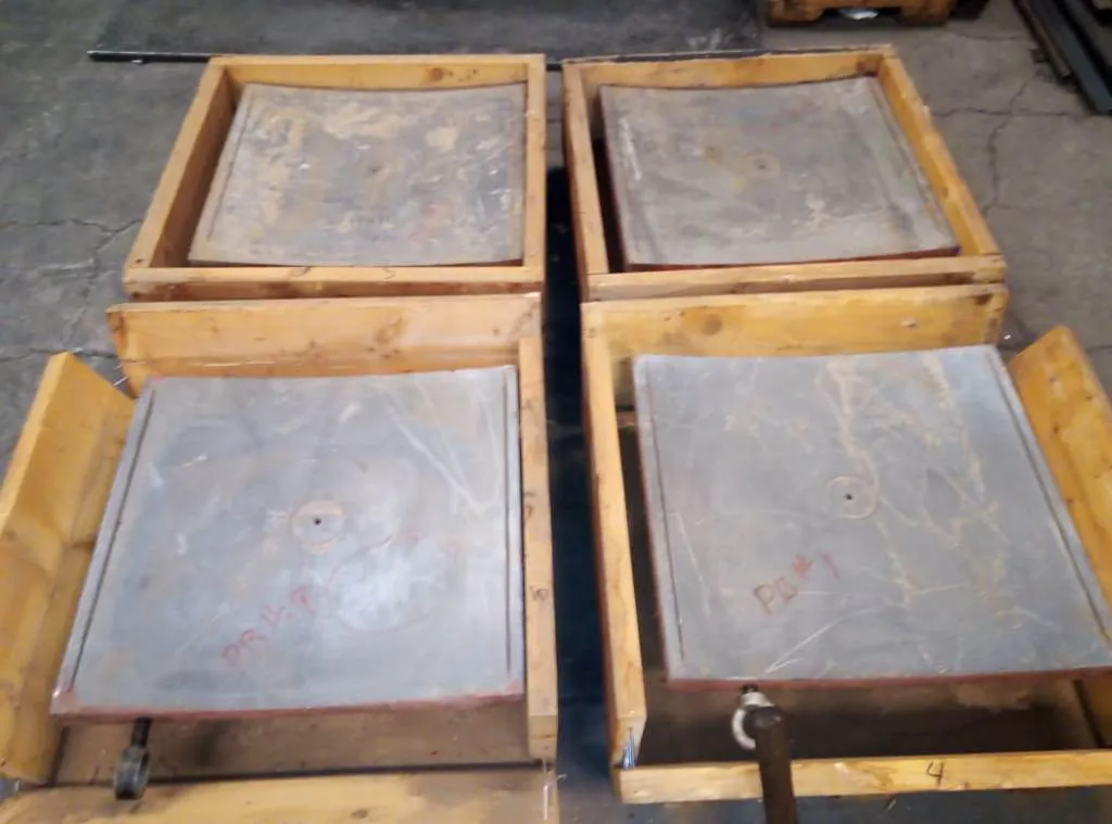 Large whitemetal lined bearing pads showing the finished running surface