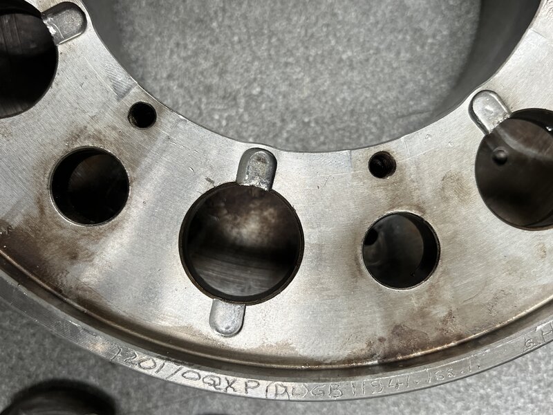 Thrust bearing carrier — as received showing damage from catastrophic failure