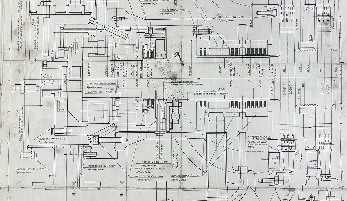 Steam turbine longitudinal section drawing